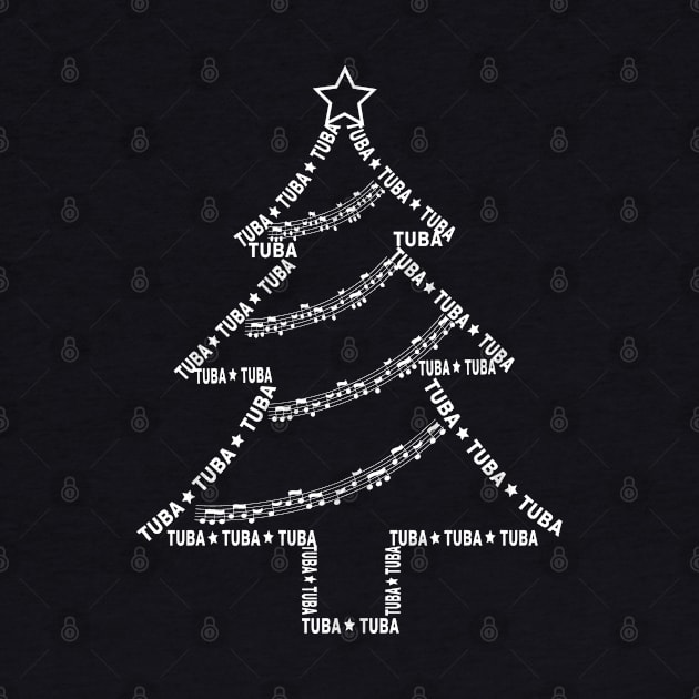 White Tuba Text Christmas Tree by Barthol Graphics